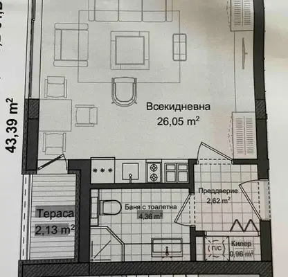 Снимка 2 — 1-стаен апартамент в Гагарин с паркомясто, ново строителство