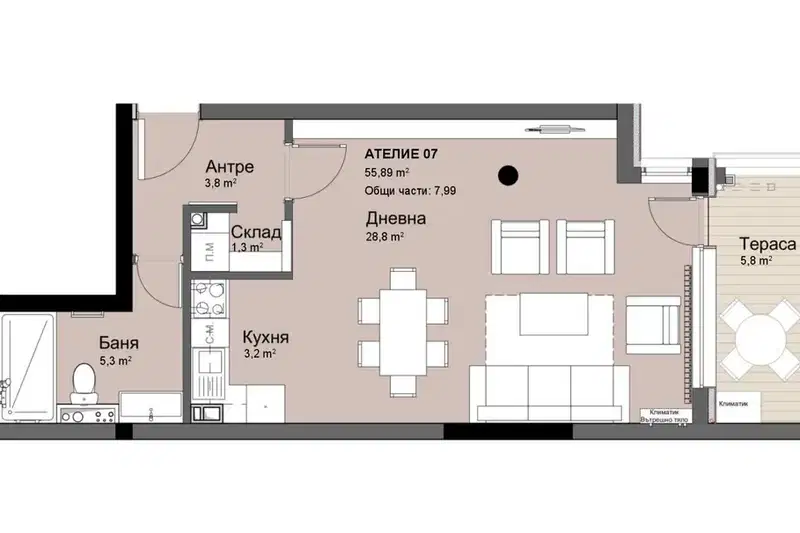 1-bedroom apartment in Sofiya, Krasno Selo
