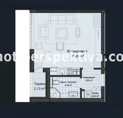Снимка 5 — Едностаен апартамент в Пловдив, Кършияка