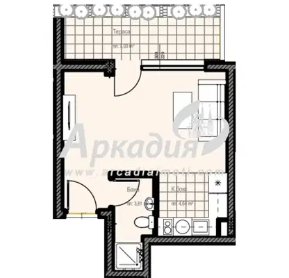 Снимка 2 — Едностаен апартамент с тераса в Кършияка, Пловдив