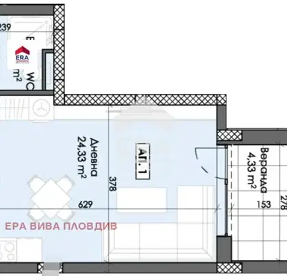 Снимка 2 — Едностаен апартамент в Пловдив, Тракия