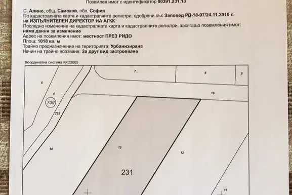 Парцел в София, с. Алино