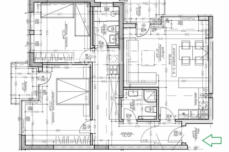 3-bedroom apartment in Студентски