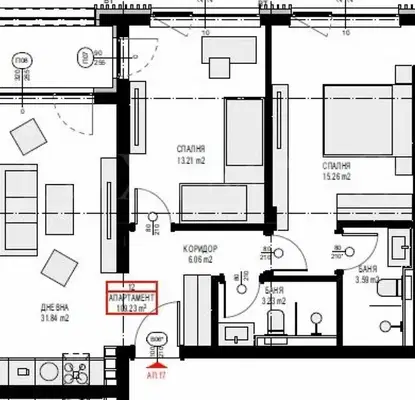 Снимка 2 — Тристаен апартамент в с. Панчарево