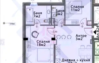 Тристаен апартамент в Модерно предие