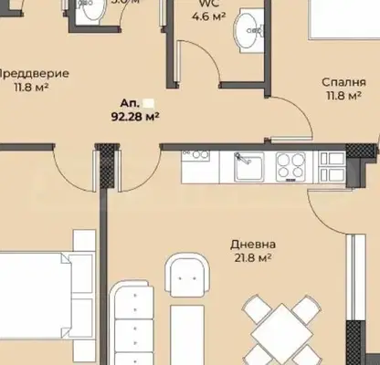 Снимка 2 — Тристаен апартамент в Пловдив, Беломорски