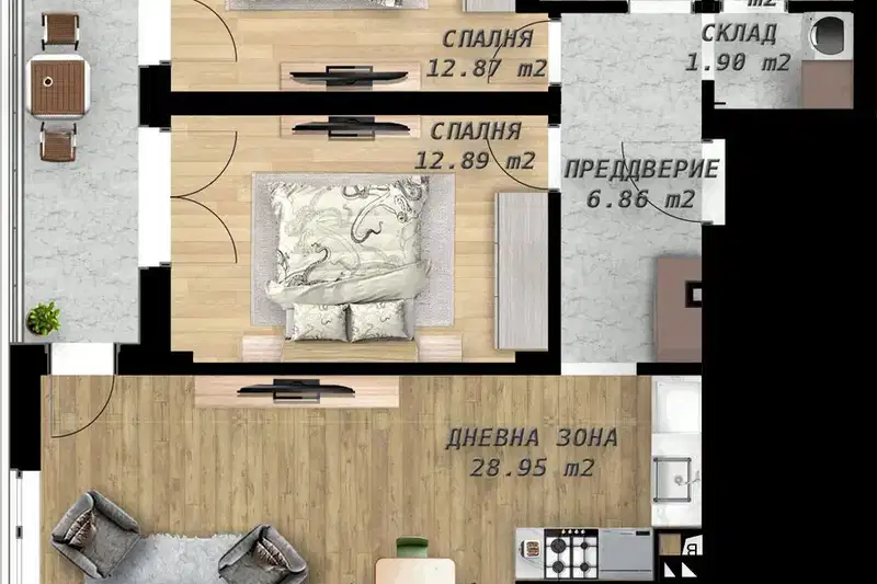 Тристаен апартамент в Пловдив, Беломорски