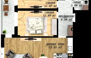 Тристаен апартамент в Пловдив, Беломорски
