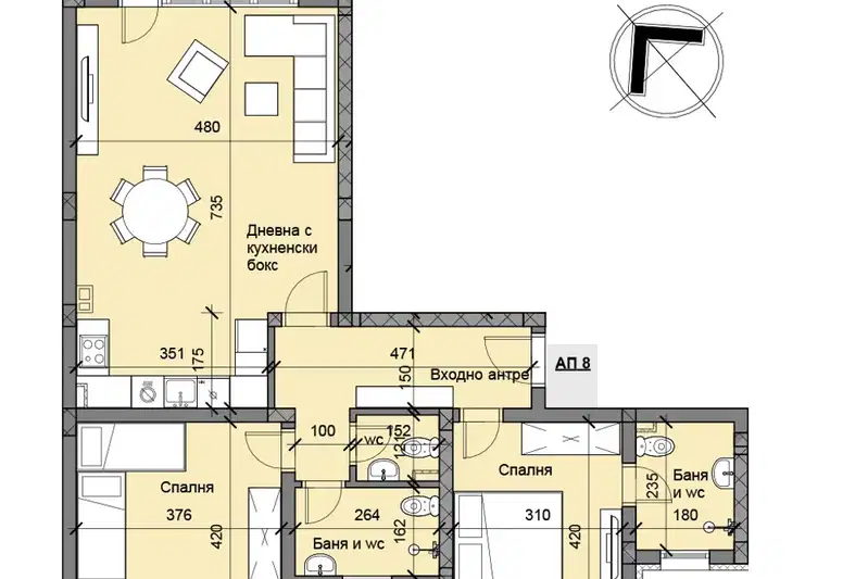 3-bedroom apartment in Plovdiv, Belomorski