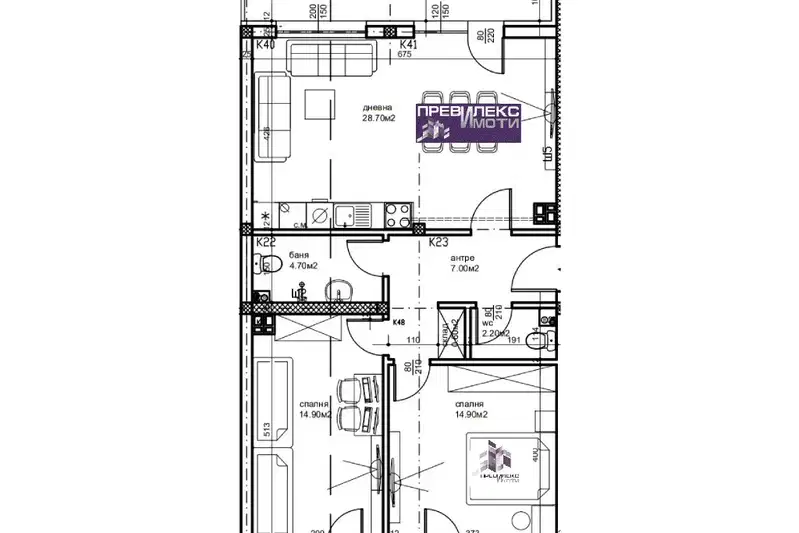 3-bedroom apartment in Plovdiv, Belomorski