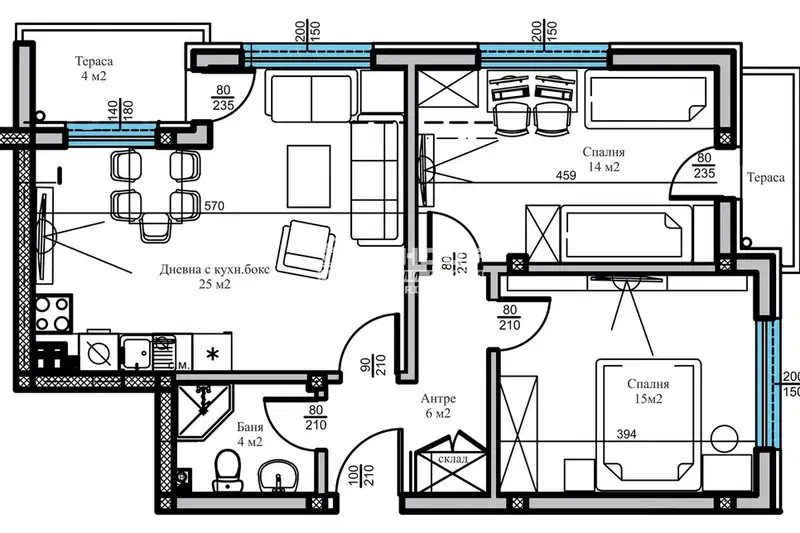 3-bedroom apartment in Plovdiv, Belomorski