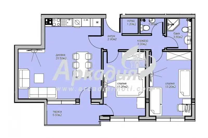 Three-room apartment with terrace in Belomorski, Plovdiv
