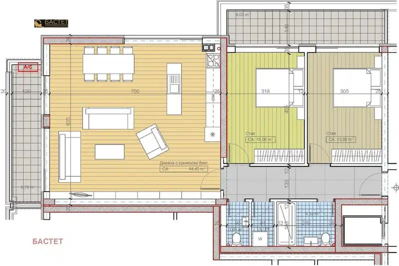 3-bedroom apartment in Sofiya, Boyana