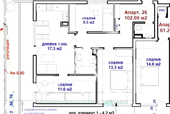 Тристаен апартамент в Бургас, Център