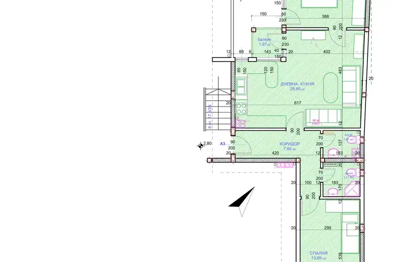 3-bedroom apartment in Ruse, Centyr