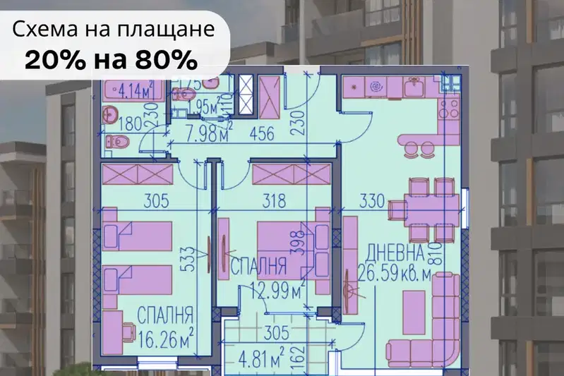 3-bedroom apartment in Plovdiv, Centyr