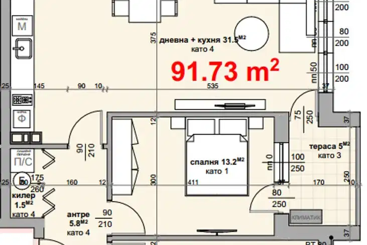 3-bedroom apartment in Stara Zagora, Centyr
