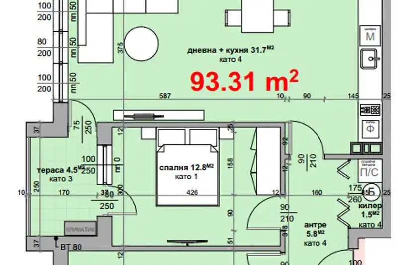 3-bedroom apartment in Stara Zagora, Centyr