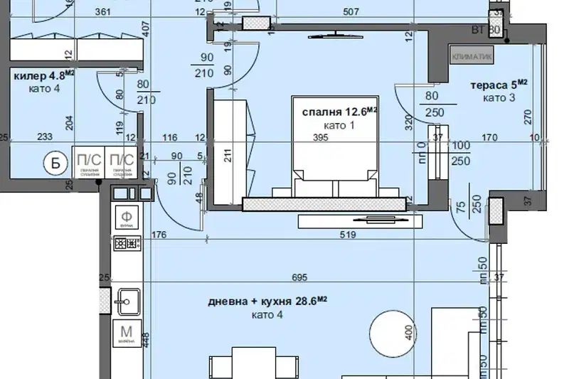 3-bedroom apartment in Stara Zagora, Centyr