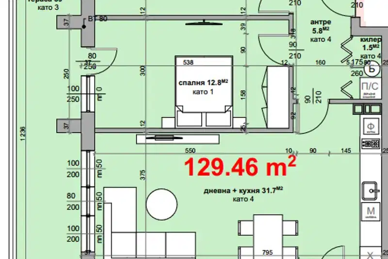 3-bedroom apartment in Stara Zagora, Centyr