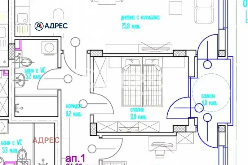 3-bedroom apartment in Varna, Centyr