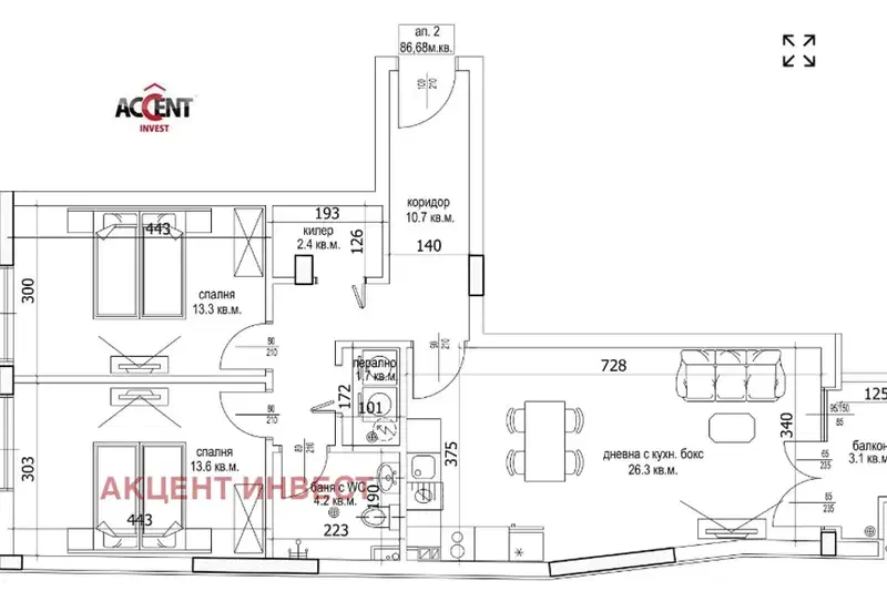 3-bedroom apartment in Varna, Cveten Kvartal