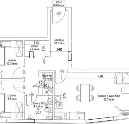 Снимка 2 — Тристаен апартамент с тераса в Цветен квартал, Варна