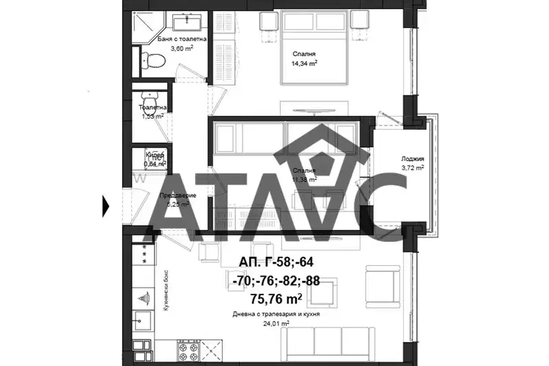 3-bedroom apartment in Plovdiv, Gagarin