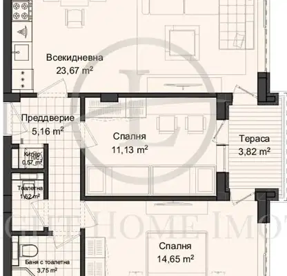 Снимка 3 — Тристаен апартамент в Пловдив, Гагарин