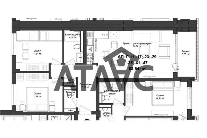 3-bedroom apartment in Plovdiv, Gagarin
