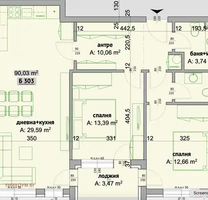 Снимка 2 — Тристаен апартамент в Бургас, Хоризонт