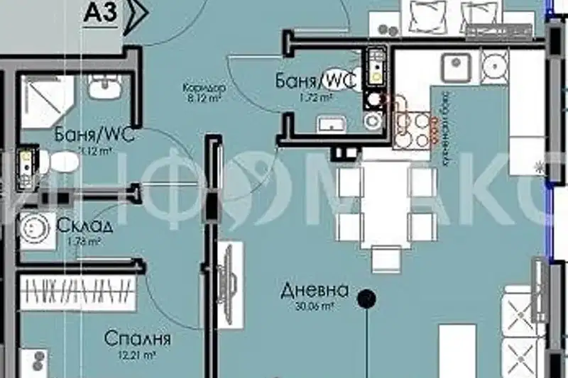 Тристаен апартамент в Бургас, Хоризонт