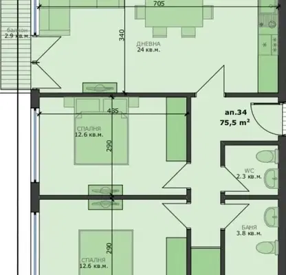 Снимка 4 — Тристаен апартамент във Варна, Христо Ботев