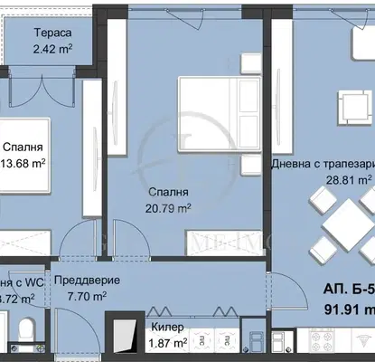 Снимка 5 — Тристаен апартамент в Пловдив, Христо Смирненски