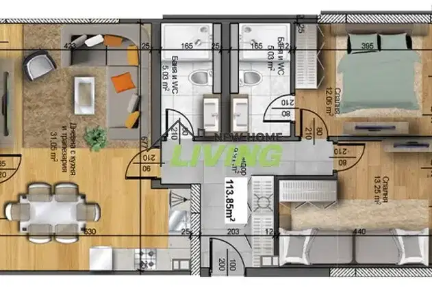 3-bedroom apartment in Plovdiv, Hristo Smirnenski