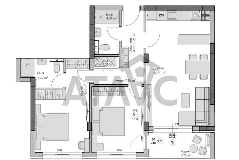 3-bedroom apartment in Plovdiv, Hristo Smirnenski