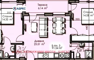 Тристаен апартамент в Бургас, Изгрев