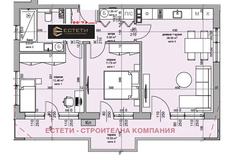 Тристаен апартамент в Стара Загора, Железник - изток
