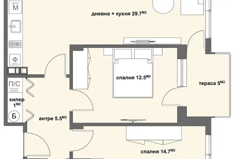 Тристаен апартамент в Стара Загора, Железник - изток