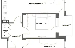 Тристаен апартамент в Стара Загора, Железник - изток