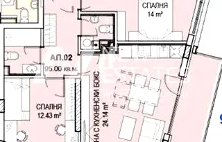 Тристаен апартамент с тераса в Кръстова вада, София