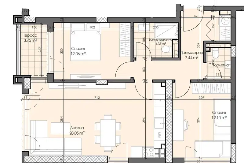 3-bedroom apartment in Plovdiv, Kyrshiyaka