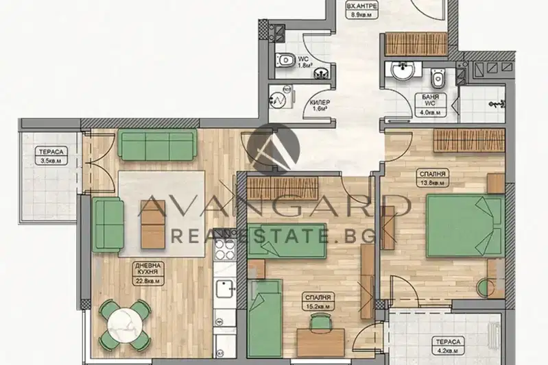 3-bedroom apartment in Plovdiv, Kyrshiyaka