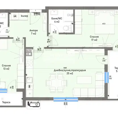 Снимка 4 — Тристаен апартамент в Пловдив, Кършияка