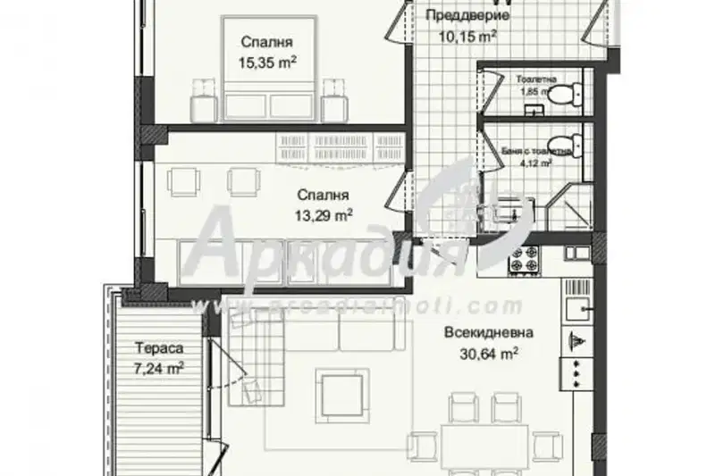 3-bedroom apartment in Plovdiv, Kyrshiyaka