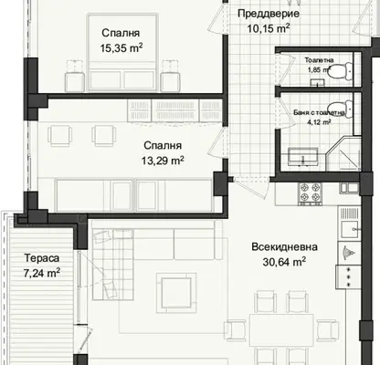 Снимка 3 — Тристаен апартамент в Пловдив, Кършияка