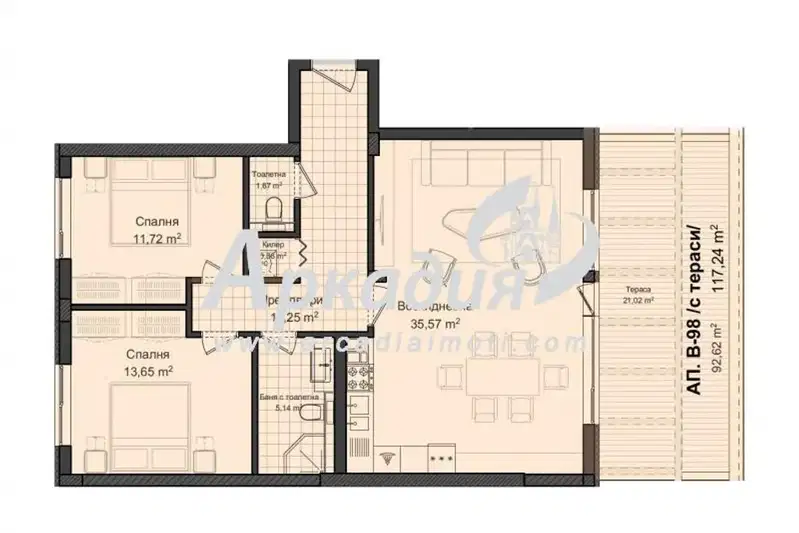 3-bedroom apartment in Plovdiv, Kyrshiyaka
