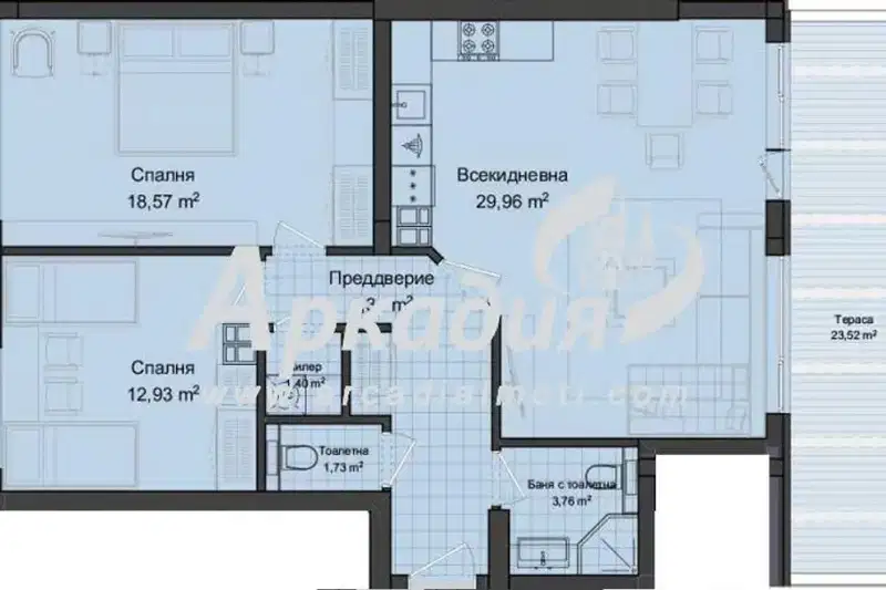 3-bedroom apartment in Plovdiv, Kyrshiyaka