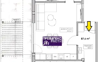 Тристаен апартамент с тераса в нова сграда в Кършияка, Пловдив
