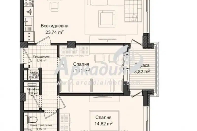 Тристаен апартамент в Пловдив, Кършияка